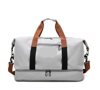 Portable Luggage Bag 2pcs Travel Bags for Women Large Capacity Men's Sports Bag Waterproof Weekend Sac Voyage Female Messenger Bag Dry and Wet for Travel,Gym(Light Grey)