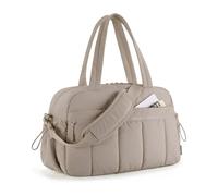 Portable Luggage Bag 2pcs Travel Duffel Bag Gym Bag for Women with Wet Pocket Carry On Weekender Bags Hand Luggage Airport Cabin Bag for Man and Women(Khaki)