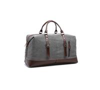 Portable Luggage Bag Canvas Leather Men Travel Bags Carry On Luggage Bags Men Duffel Bags Travel Tote Large Weekend Bag Small Overnight for Man and Women(Gray Small)