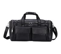Portable Luggage Bag Extra Large Leather Travel Bag for Man Soft Duffel Bag Male Shoulder Bag Luggage Bags(Black(Small Size))