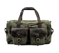Portable Luggage Bag Mens Canvas Leather Travel Bags Carry On Luggage Handbags Big Traveling Duffel Bags Tote Large Weekend Bag Overnight for Travel，Gym(Dark Green)