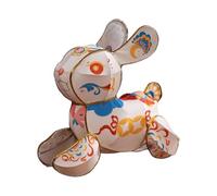 Portable Luminous Lantern 3D Rabbit Silk Cute Bunny Ornament Hand-Held Mid-Autumn Festival Rabbit Lantern Hanging Paper Lantern(Wei,S)