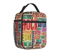 Portable Lunch Bag For Women/Men Insulated,Retro Rock Roll Lettering Distressed Colors Back Then Sound Music,Insulatedreusable Lunch Box For Office Work School Picnic BeachLeakproof Cooler Tote Bag