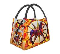Portable Lunch Bag, Thermal Insulated Cooler Tote print Flame War Horse