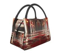 Portable Lunch Bag, Thermal Insulated Cooler Tote print Gothic Hall Mystery