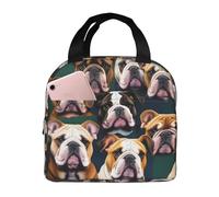 Portable Lunch Bag with English Bulldog Print Reusable Lunch Bag for Men Women Perfect for Office Picnic Travel
