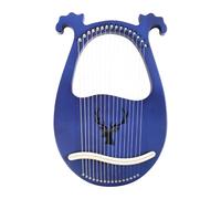 Portable Lyre Harp 26 * 2.7 * 39cm Solid Mahogany Blue 16 Strings Lyre Harp with Antler Handles, Impact-Resistant, Scratch-Resistant Lyre Harp for Children, Beginners, Adults, Bands, Professionals
