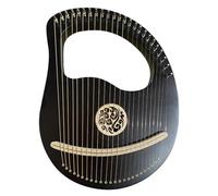 Portable Lyre Harp, Black 24 String Vintage Lap Harp, Harp Instruments with Auspicious Cloud Pattern and Phonetic Symbols