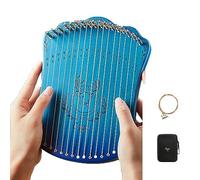 Portable Lyre Harp, Easy To Hold 17-string Lap Harp, Small Harp Instruments With Storage Bag Accessories (Color : Plate Gradient Blue+Pack+Strings)