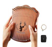 Portable Lyre Harp, Easy To Hold 17-string Lap Harp, Small Harp Instruments With Storage Bag Accessories (Color : Box Gradient Coffee+Pack+Strings)