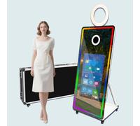 Portable Magic Mirror Photo Booth 65 inch 32 inch Touch Screen Mirror Photo Booth with RGB Light Selfie Photo Booth with Flight Case (White, 32 Inch Screen)