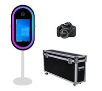 Portable Magic Mirror Photo Booth for Camera, 21.5 inch Mirror Photo Booth Touch Screen for Parties Wedding Rental (White Machine + Camera)