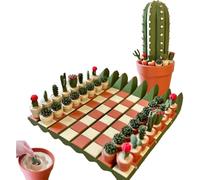 Portable Magnetic Chess Game Set, Roll Up Cactus Chess Set, Cactus-Themed Pieces Chesses Board, 3D Printed Portable Chess Sets Gifts for Plant Lovers