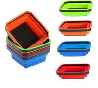 Portable Magnetic Screw Tray Collapsible Silicone Bowl Tool Parts Organizer Expandable Compartments For Woodworking And Plumbing (orange)