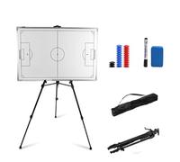 Portable Magnetic Soccer Clipboard for Coaches，Dry Erase Soccer Strategy Tactical Whiteboard，with Game Pieces, Triangular Stands, A Pen, and an Eraser