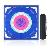 Portable Mahjong Mat,31.5 Inch Mahjong Mat with Rules for Table,Anti Slip Mats for Board and Tile Games,Mah Jongg Portable Accessories for Poker,Card Board Games,Non-Slip Noise Reduction(Blue)