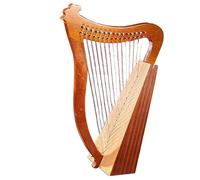 Portable Mahogany Lyre Harp for Beginners Lap Harp, with Tuning Wrench Spare Strings Storage Bag, Lever Harp Music Enlightenment(15-string- Harp- Coffee)