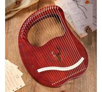 Portable Mahogany Lyre Harp for Beginners Lap Harp, with Tuning Wrench Spare Strings Storage Bag, Lever Harp Music Enlightenment(21-string-A-Coffee)