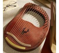 Portable Mahogany Lyre Harp for Beginners Lap Harp, with Tuning Wrench Spare Strings Storage Bag, Lever Harp Music Enlightenment(16-string-A-Coffee)