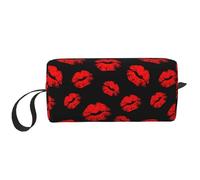 Portable Makeup Bag, Hot Red Lips Wash Bag for Men and Women