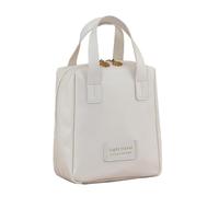 Portable Makeup Bag Waterproof PU Leather Toiletry Bag with Zipper, Travel Make up Organiser Cosmetic Bag for Womens Girls Gifts (Off White)