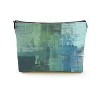 Portable Makeup Bag Women Linen Travel Cosmetic Bags with Zipper Makeup Pouch for Business Trip,Expressive Hand Drawn Oil Painting