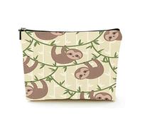 Portable Makeup Bag Women Linen Travel Cosmetic Bags with Zipper Makeup Pouch for Business Trip,Sloth Swinging on The Vines