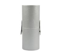 Portable Makeup Brush Bag Leather Multi Functional Makeup Brush Storage Bucket Storage Box(Silver)