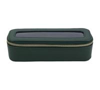 Portable Makeup Brush Bag Waterproof Leather Clear Cosmetic Case, Silm Toiletry Organizer for Brushes & Essentials (Green, 7.5x2.4x2.4 Inch) Makeup Brush Bag