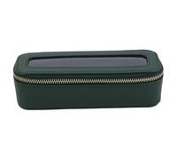 Portable Makeup Brush Bag Waterproof Leather Clear Cosmetic Case, Silm Toiletry Organizer for Brushes & Essentials (Green, 7.5x2.4x2.4 Inch) Makeup Brush Bag