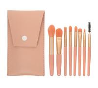Portable Makeup Brush Set with Wooden Handles for Women Pink | Dense Fibre Bristles, Silky Touch and Easy Cleaning, PU Aluminium Tube Details, Compact Beauty Kit