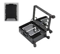 Portable Makeup Case 360° Rotating Cosmetic Trolley Travel Beauty nizer Stylish Makeup Storage Box Professional Makeup Suitcase for On The Go Use (Size: A)