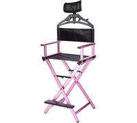 Portable Makeup Chair, Lightweight Aluminum Folding Director's Chair with Headrest for Professionals, Makeup Artists, Photography, and Beauty on Set