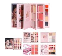 Portable Makeup Palette - - Eyeshadow Book Set, Multi Shade with Blush Bronzer, Compact Design with Mirror Included, Beauty Kit Travel Friendly, Cosmetic Collection for Women Beginners