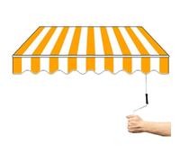 Portable Manual Awning 4x1.5/4x2/4x2.5 Waterproof Retractable Patio Awning for Balcony Includes Wall Bracket Easy to Install Durable Outdoor Shade Solution