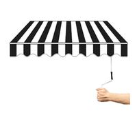 Portable Manual Retractable Awning 4x1.5/4x2/4x2.5/4x Waterproof Patio Canopy Balcony Sunshade with Wall Bracket Easy to Install Outdoor Shade Solution