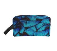 Portable Many Blue Butterfly Print Toiletry Bag,Multi Functional Lightweight Large Capacity Storage Pouch