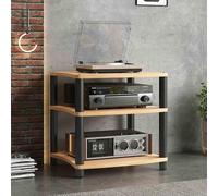 Portable Media Stand, 3-Tier Audio Rack, Corner Shelf for Stereo Components, Entertainment Center Storage Cabinet, Ideal for Recording & Meeting Rooms, Black