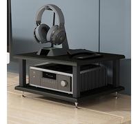 Portable Media Storage Rack - Metal Audio Tower for Stereo & Entertainment Center, Desktop Storage Cabinet, Adjustable Shelves, Modern Design, Space-Saving Solution
