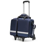 Portable Medical Trolley Bag with Wheels - Large Capacity Waterproof First Aid Kit for Emergency Responders