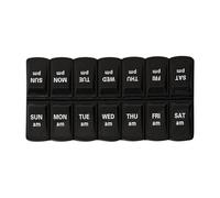 Portable Medicine Box - 7 Days 2 Times A Day Am/Pm Medicine Organizer Planner | Resuable Medication Travel Case | 7 Compartment Travel Pill Dispenser for Medicines Supplement Fish Oil