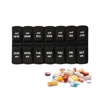 Portable Medicine Box - 7 Days 2 Times a Day Box, Row AM PM Planner, Size 14.5 7 2.5cm + 5.71 2.76 0.98 Inch, Food Grade PP Material - For Small
