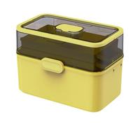 Portable Medicine Box Empty Clear Storage Container Table Organizer for Office Dresser- Yellow Green