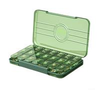 Portable Medicine Box for Three Meals a Day, 7-Day Pill Organizer with Sealed Compartments, Reminder Labels, Large-Capacity Compact Design, Easy-to-Use for Elderly(Green)
