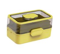 Portable Medicine Box with Handle Clear Storage Container Organizer for Pills and Sewing Supplies 11.22x6.69x6.10 Inches- Yellow Green
