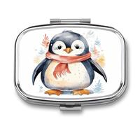 Portable Medicine Case 2 Compartment Medicine Box Cute Cartoon Animal Cute Medicine Organizer Travel Pill Box for Pocket & Purse Portable Vitamin Medication Box Unique Travel Gift