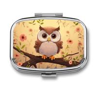 Portable Medicine Case 2 Compartment Medicine Box Cute Owl Cute Medicine Organizer Travel Pill Box for Pocket & Purse Portable Vitamin Medication Box Unique Travel Gift