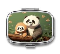 Portable Medicine Case 2 Compartment Medicine Box Cute Panda and Sloth Cute Medicine Organizer Travel Pill Box for Pocket & Purse Portable Vitamin Medication Box Unique Travel Gift
