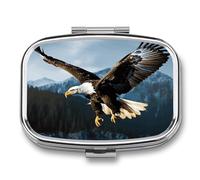 Portable Medicine Case 2 Compartment Medicine Box Eagle at Hunting Cute Medicine Organizer Travel Pill Box for Pocket & Purse Portable Vitamin Medication Box Unique Travel Gift