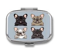Portable Medicine Case 2 Compartment Medicine Box French Bulldog Cute Medicine Organizer Travel Pill Box for Pocket & Purse Portable Vitamin Medication Box Unique Travel Gift